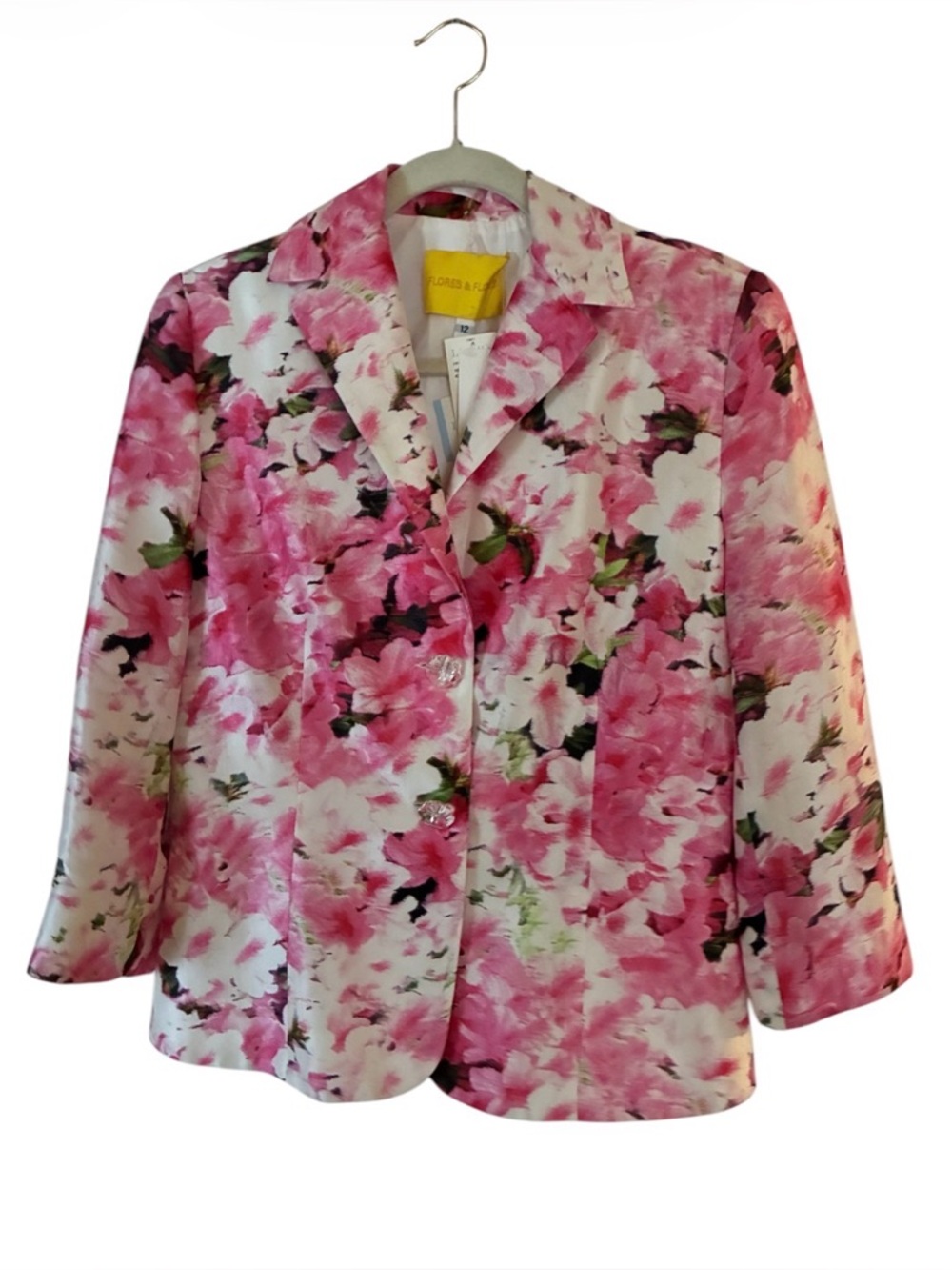 Flores & Flores Floral Pink Women's Blazer Jacket Sz 12